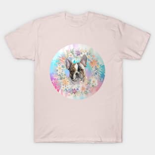 French Bulldog Floral Wreath T-Shirt